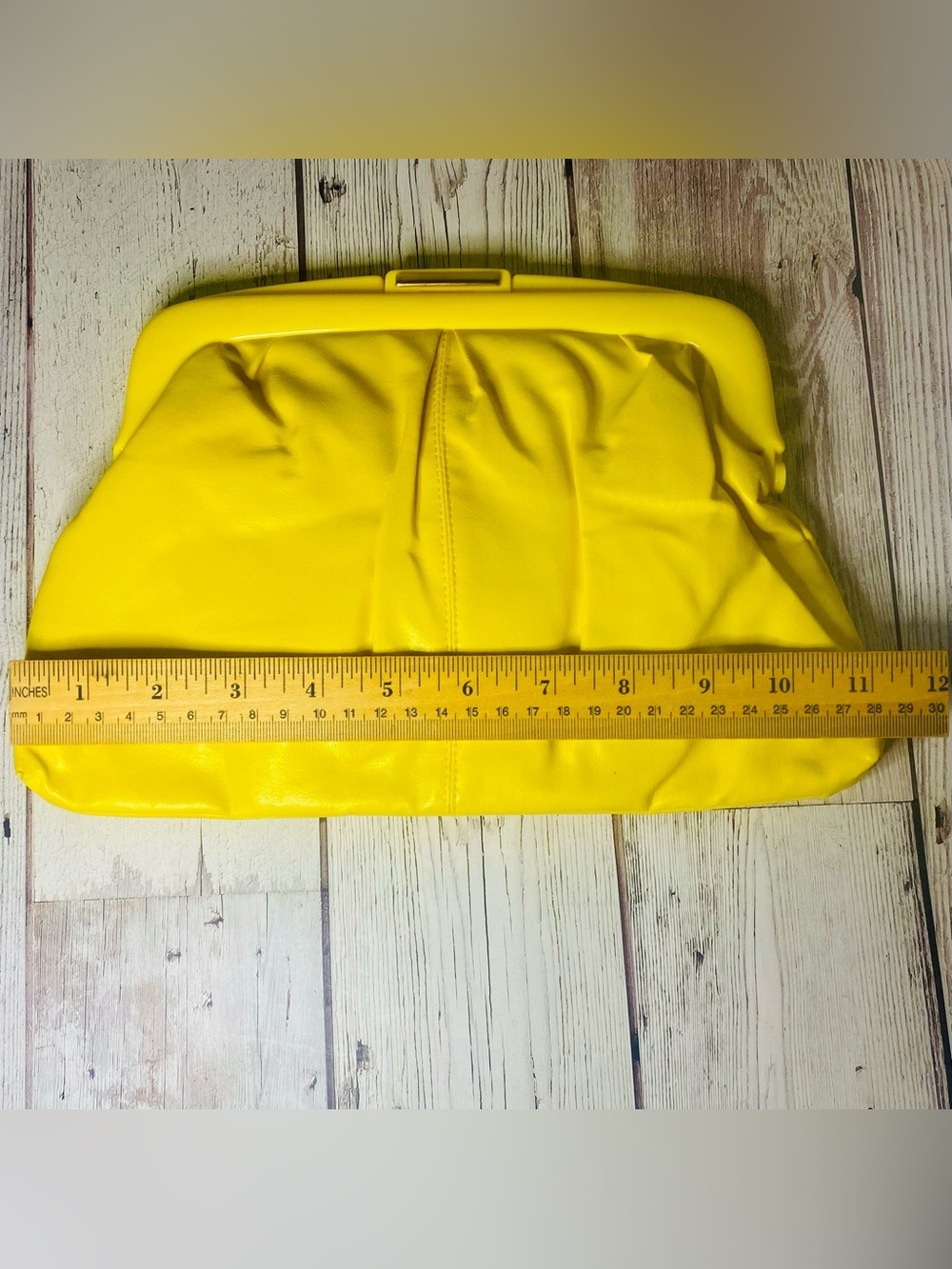 NWT Vintage Stein de Montreal Neon Yellow Frame Clutch - Picture 8 of 9